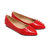 Red Pattern Leather Rivets Pointed Flat