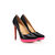 Black patent leather orange heels pink platform pump