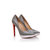 Gray patent leather white platform orange pump