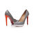 Gray patent leather white platform orange pump