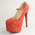 Orange Suede Leather Hidden Platform Mary Jane Pump