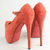 Orange Suede Leather Hidden Platform Mary Jane Pump