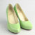 Green Patent Leather  Stitching Patterns  Platform Pump