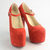 Red Suede Leather Platform Mary Jane Pump