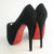 Black Suede Leather Platform Red Sole Peep Toe Pump(16cm)