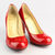 Red Patent Leather Round-end Pump