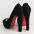 Black Suede Peep Toe Platform Pump