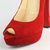 Red Suede Peep Toe Platform Pump