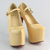 Beige Patent Leather Platform Mary Jane Pump