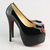 Black Patent Leather Red Peep Toe Platform Pump