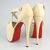 Beige Lamb Leather Cross Strap Platform Pump Peep Toe Sandal