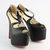 Black Lamb Leather Cross Strap Platform Pump Peep Toe Sandal