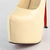 Beige Lambskin Leather Slingback Platform Pump Sandal