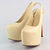 Beige Lambskin Leather Slingback Platform Pump Sandal