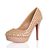 Beige Patent Leather Rivets Platform Pump