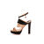 Black Croco with Beige Leather Platform Sandal