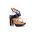 Blue Croco with Beige Leather Platform Sandal