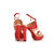 Red Croco with Beige Leather Platform Sandal