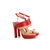 Red Croco with Beige Leather Platform Sandal