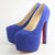 Blue Suede Leather Ultra High Hidden Platform Pump