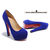 Blue Suede Leather Ultra High Hidden Platform Pump