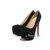 Black Suede Leather Ultra High Hidden Platform Pump