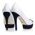 White leather Black Suede Cut-out Bow Tie Platform Pump