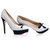 White leather Black Suede Cut-out Bow Tie Platform Pump