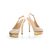 Light Pink Lamb Leather Gold Platform Slingback Pump