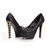 Quilting black Leather Platform Pump