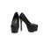 Quilting black Leather Platform Pump