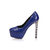 Quilting Blue Leather Platform Pump