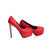 Quilting red Leather Platform Pump