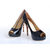 Black Patent Leather Peep Toe Platform Pump