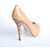 Beige Patent Leather Peep Toe Platform Pump