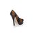 Coffee Stripe Fabric Platform Pump