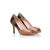 Beige Patent Leather with Stripe Fabric Peep Toe Pump