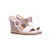 White & Beige Patent Leather Wedge Pump Slipper