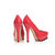 Lizard pattern red leather platform pump