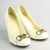 White Patent Leather Pump with Gold Hardware Logo