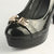 Black Patent Leather Platform Pump with Metal Logo