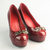 Red Patent Leather Platform Pump with Metal Logo