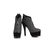 Black suede leather platform pump short boots