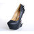 Black Leather Wedge Pump With Back Heel Stud