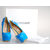 Vivid Blue Leather Wedge Pump With Back Heel Stud