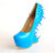 Vivid Blue Leather Wedge Pump With Back Heel Stud