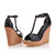 Black Leather T-shape Platform Pump Sandal