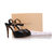 Black Suede Snake Skin Leather Peep Toe Platform Pump Sandal