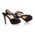 Black Suede Snake Skin Leather Peep Toe Platform Pump Sandal