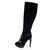 Black Suede Leather Long Boot